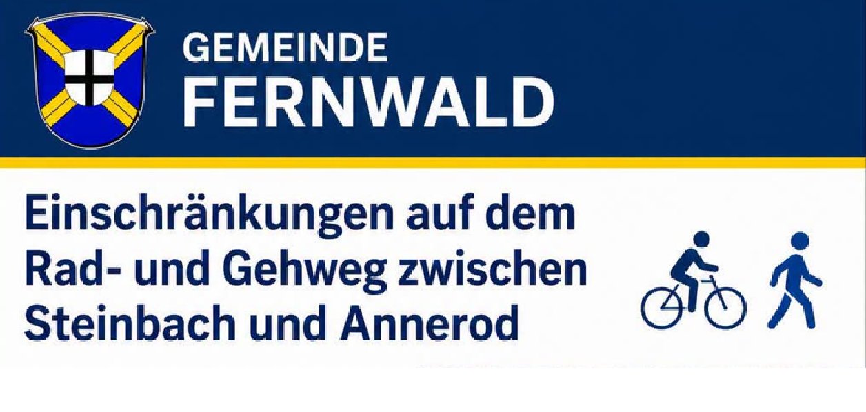 Schriftzug Einschränkung auf dem Rad- und Gehweg zwischen Steinbach und Annerod